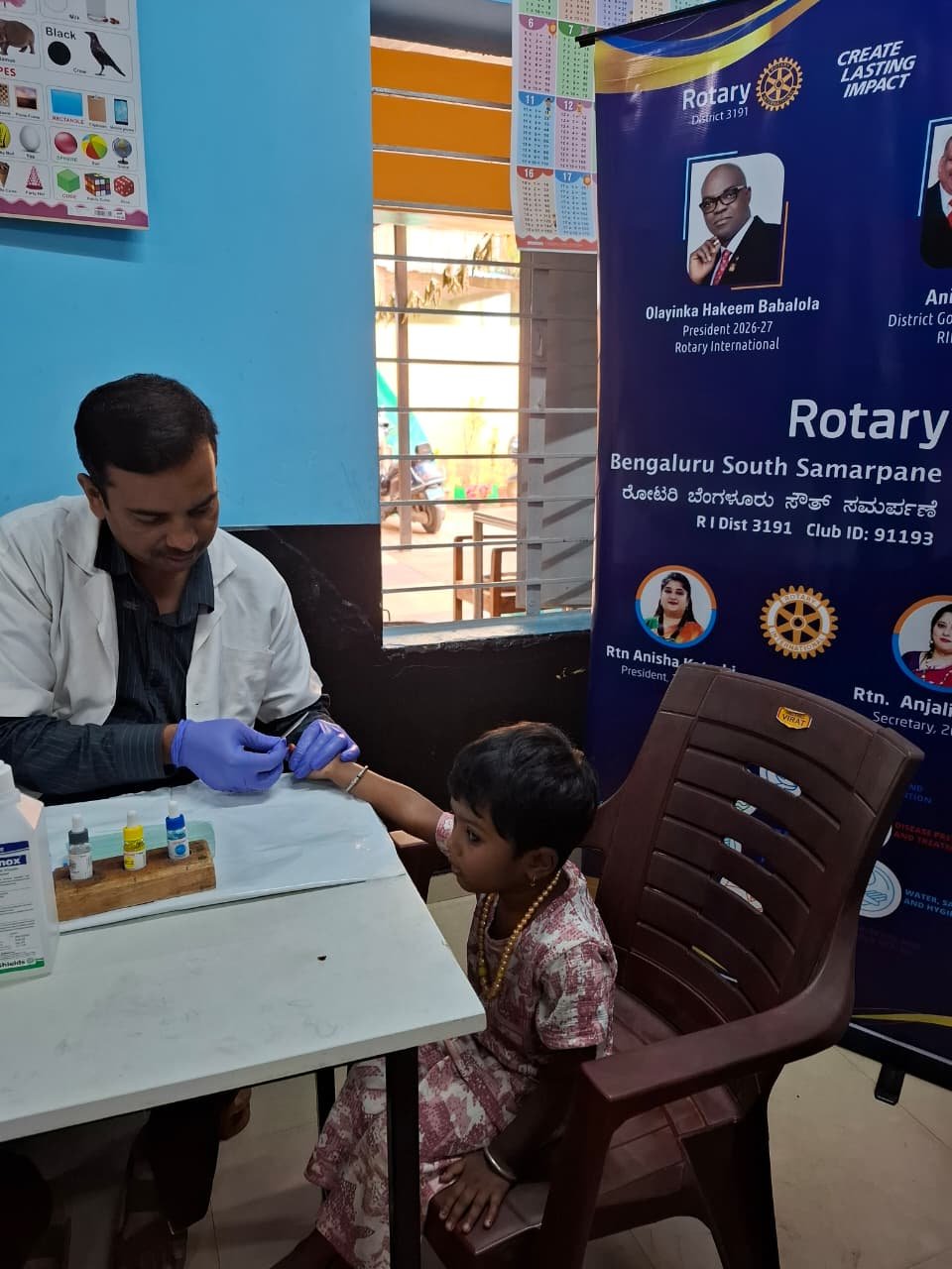 A mobile eye screening unit supporting the camp