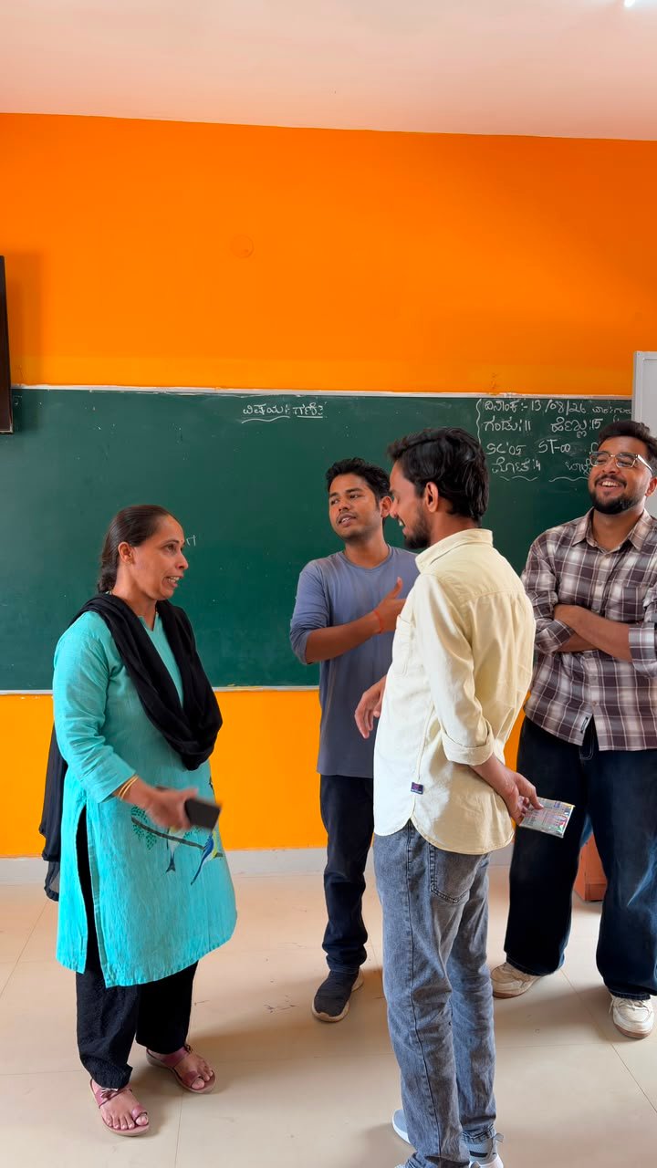 Artwork activity session with students at Shanthipura school