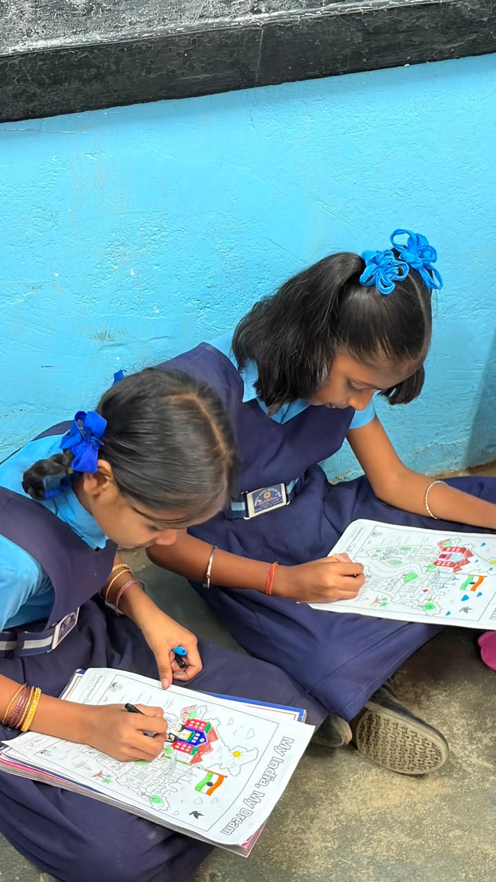 Student creating artwork during the coloring activity