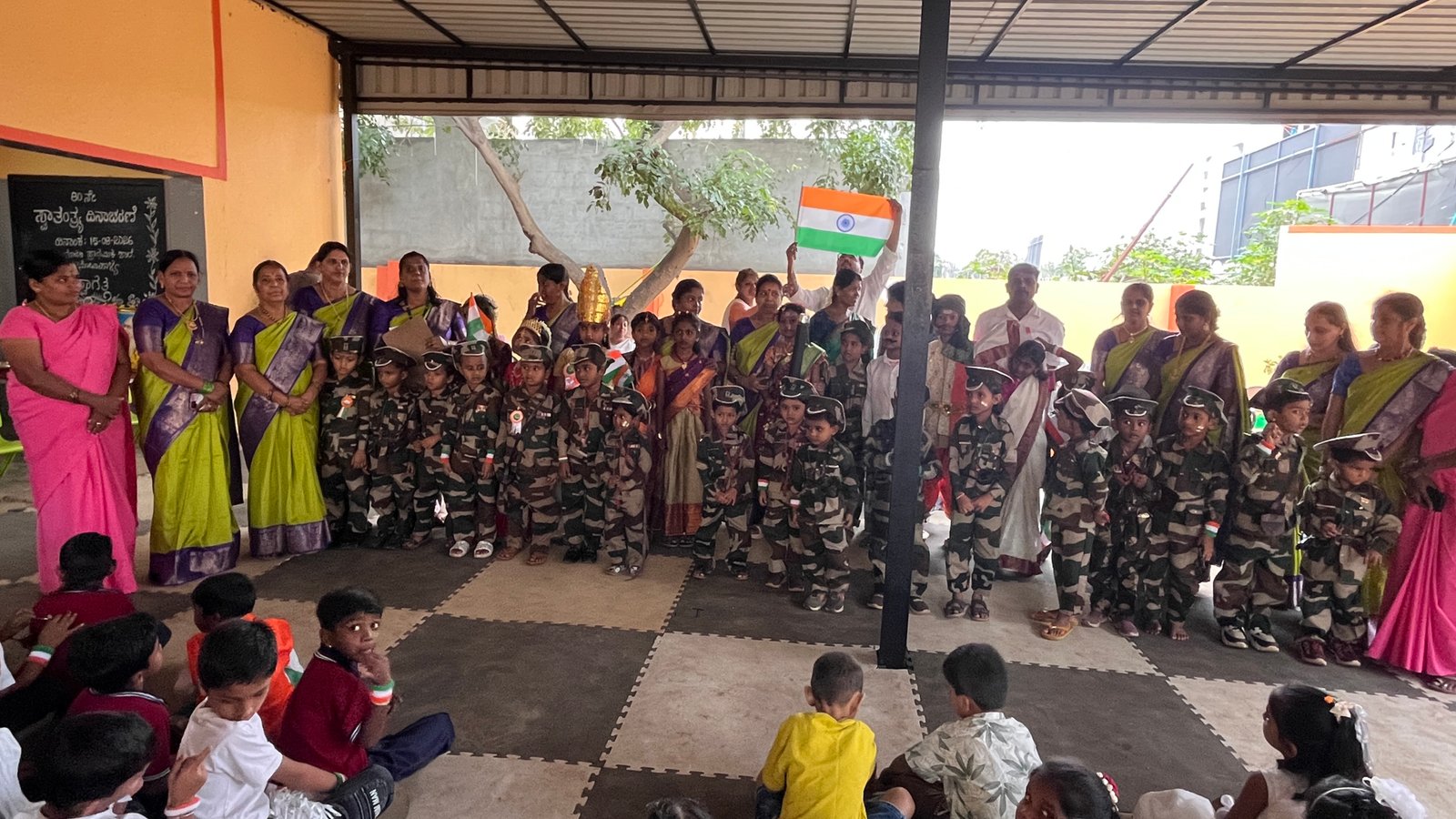 Independence Day celebration at Government Primary School, Shanthipura