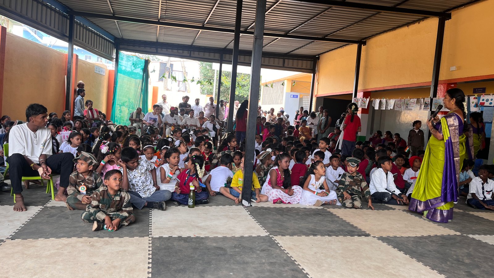 Independence Day celebration at Government Primary School, Shanthipura