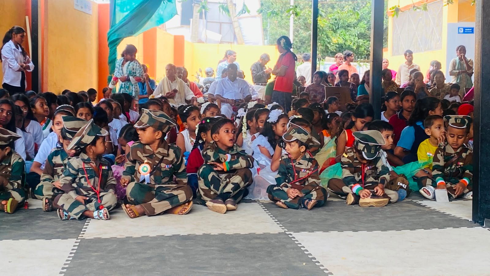 Independence Day celebration at Government Primary School, Shanthipura