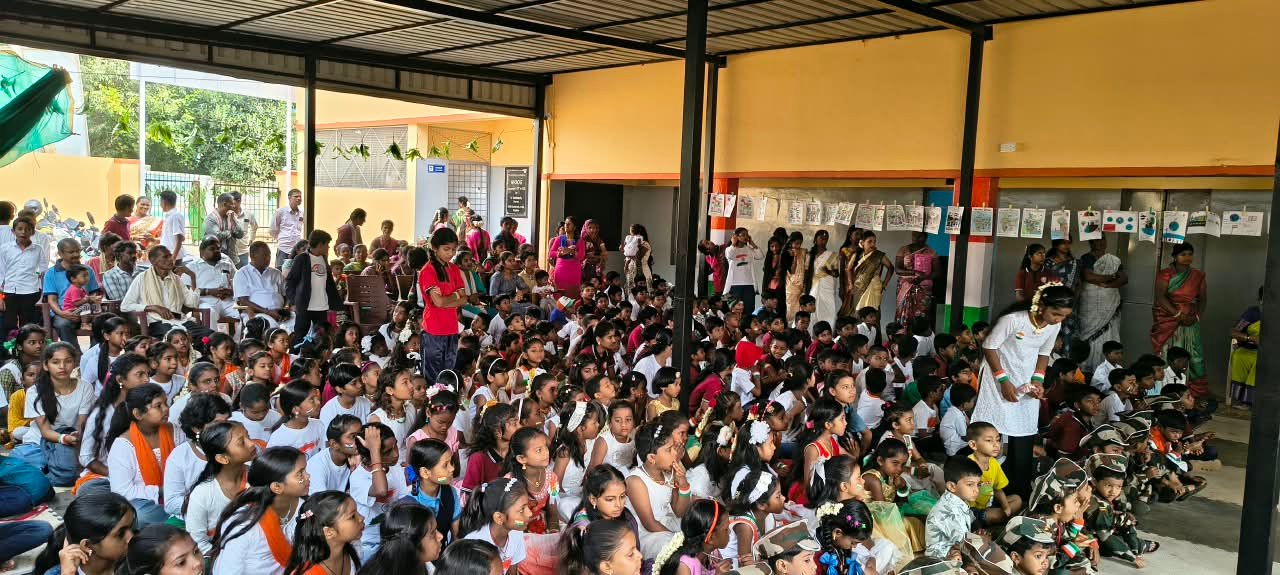 Independence Day celebration at Government Primary School, Shanthipura