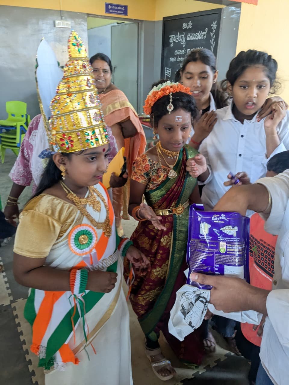 Independence Day celebration at Government Primary School, Shanthipura