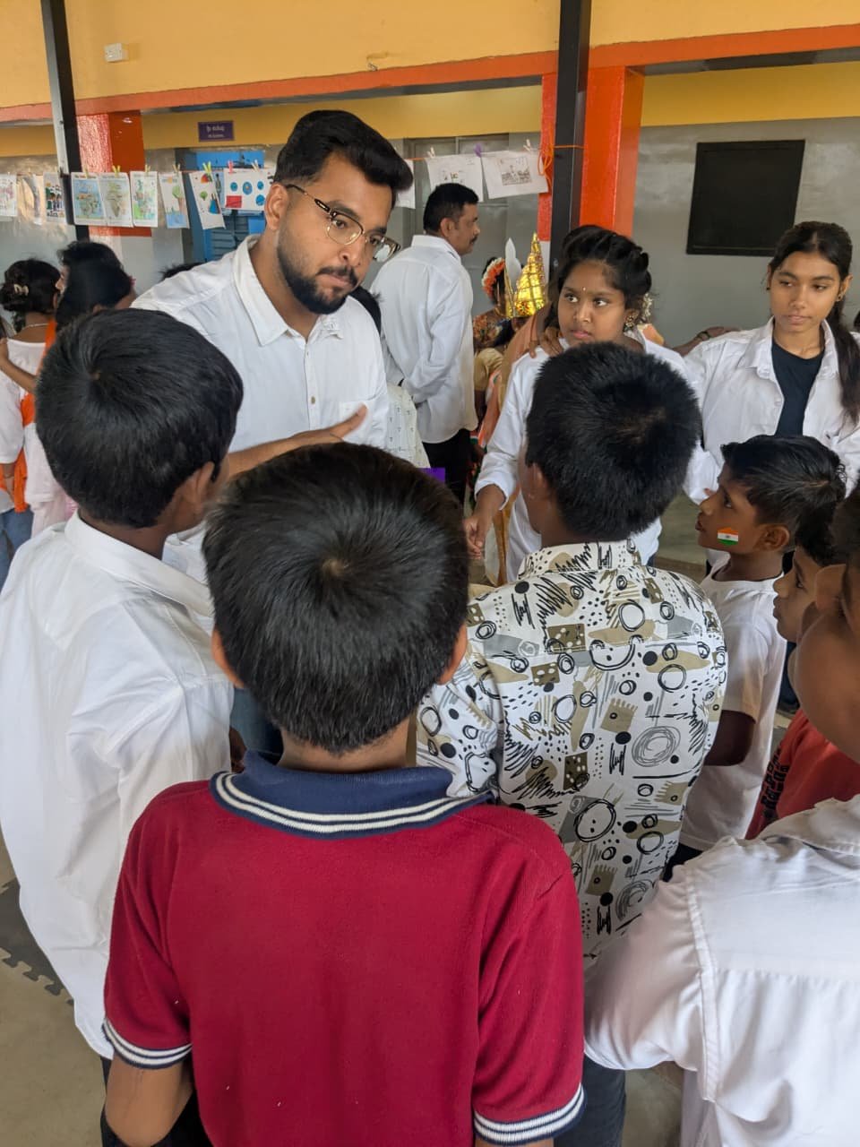Independence Day celebration at Government Primary School, Shanthipura