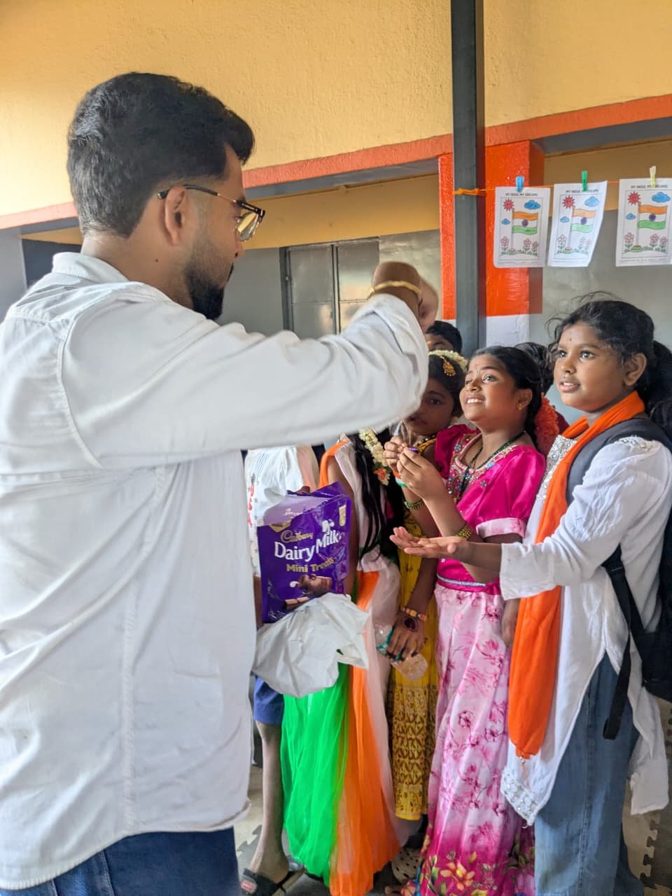 Independence Day celebration at Government Primary School, Shanthipura