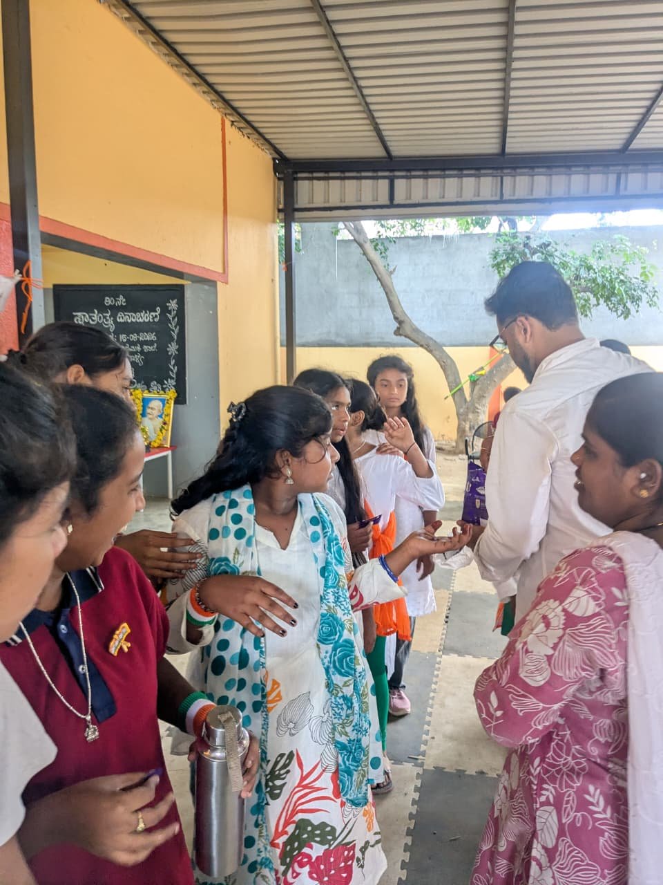 Independence Day celebration at Government Primary School, Shanthipura