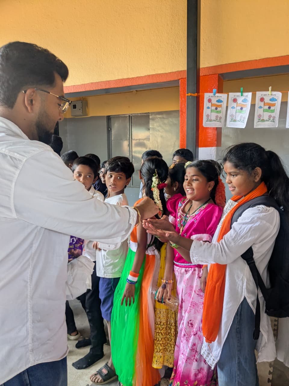 Independence Day celebration at Government Primary School, Shanthipura