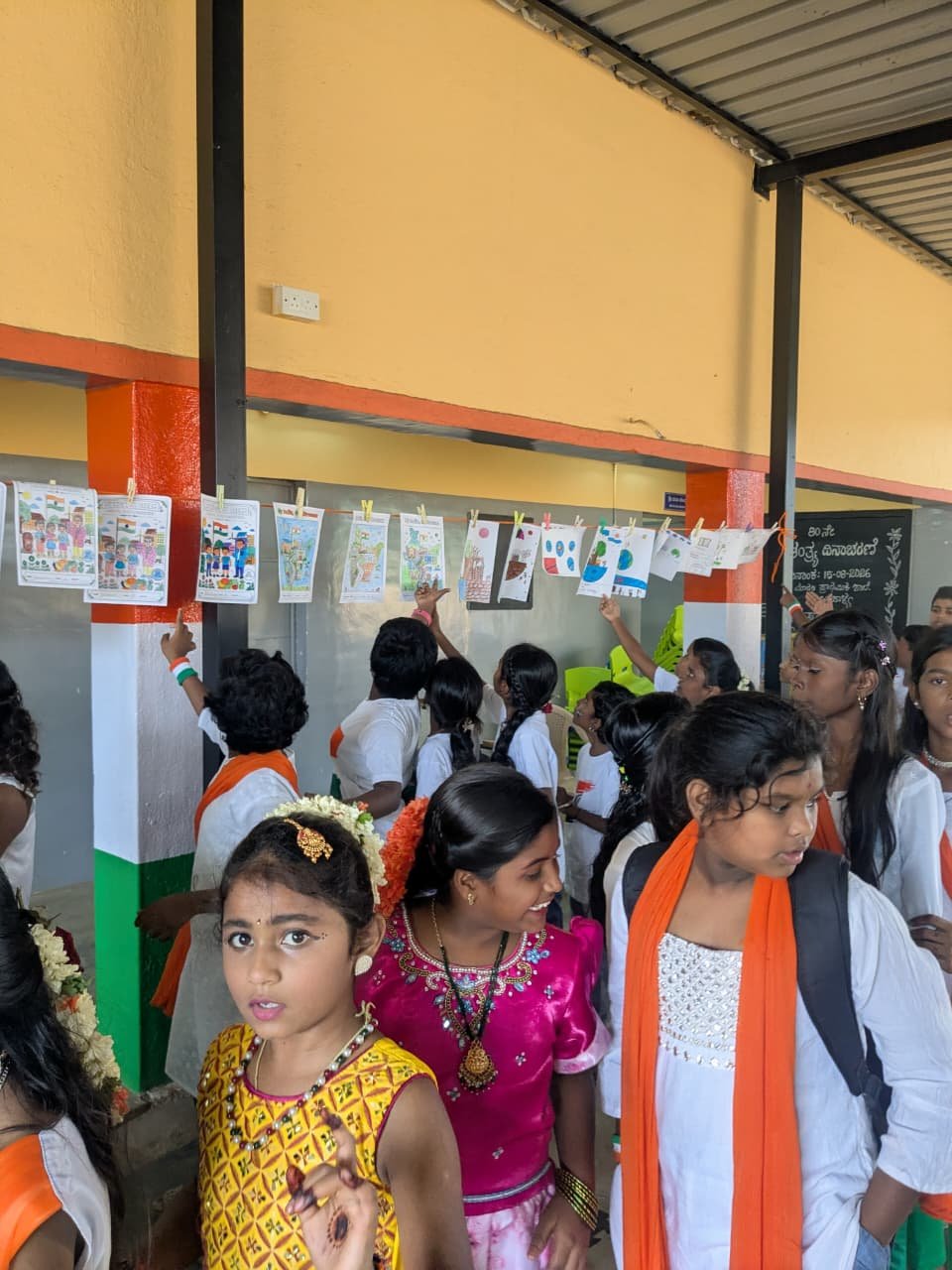 Independence Day celebration at Government Primary School, Shanthipura