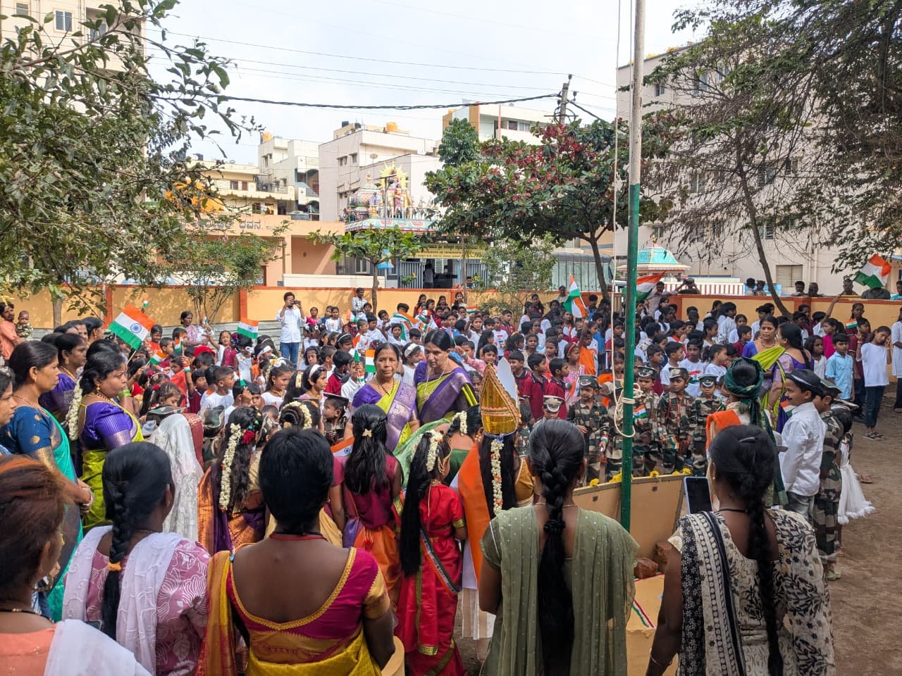 Independence Day celebration at Government Primary School, Shanthipura