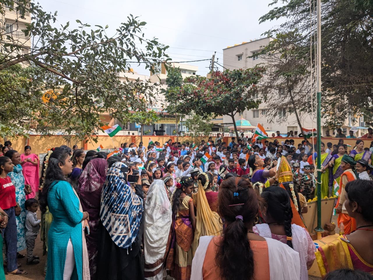 Independence Day celebration at Government Primary School, Shanthipura