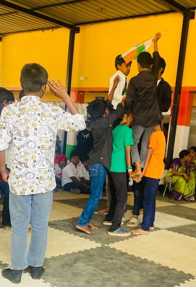 Independence Day celebration at Government Primary School, Shanthipura