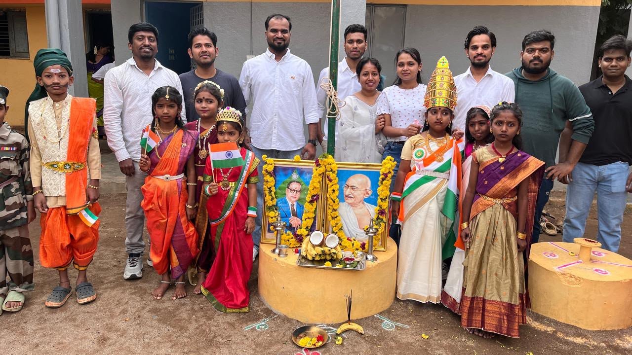 Independence Day celebration at Government Primary School, Shanthipura