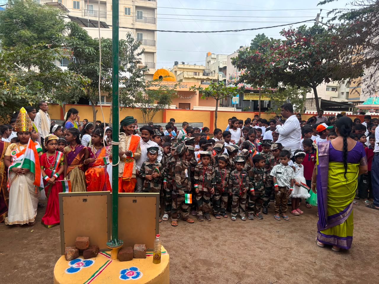 Independence Day celebration at Government Primary School, Shanthipura