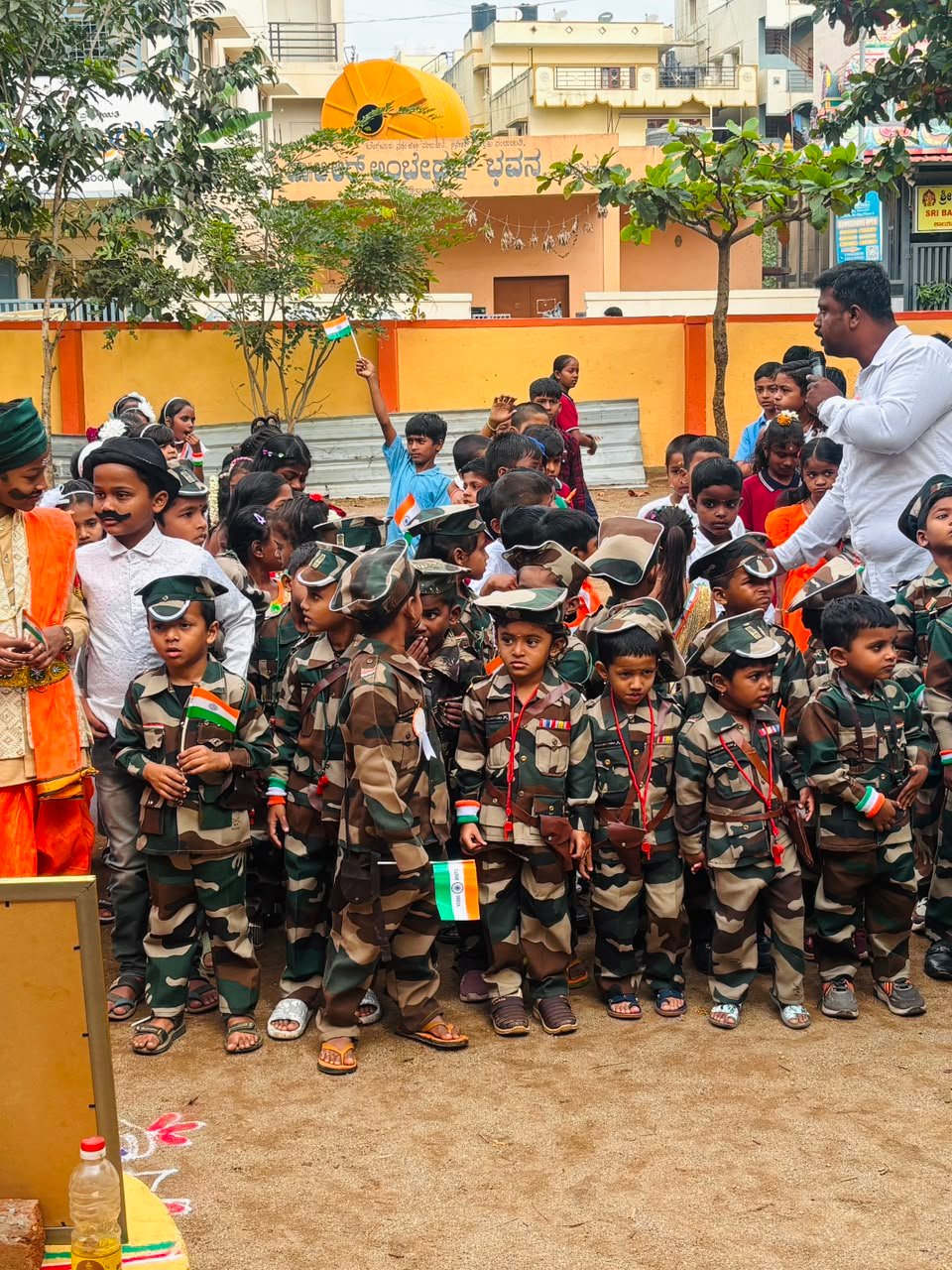 Independence Day celebration at Government Primary School, Shanthipura