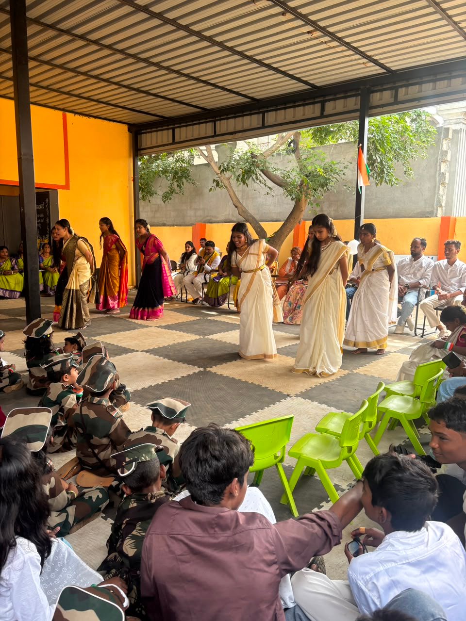 Independence Day celebration at Government Primary School, Shanthipura