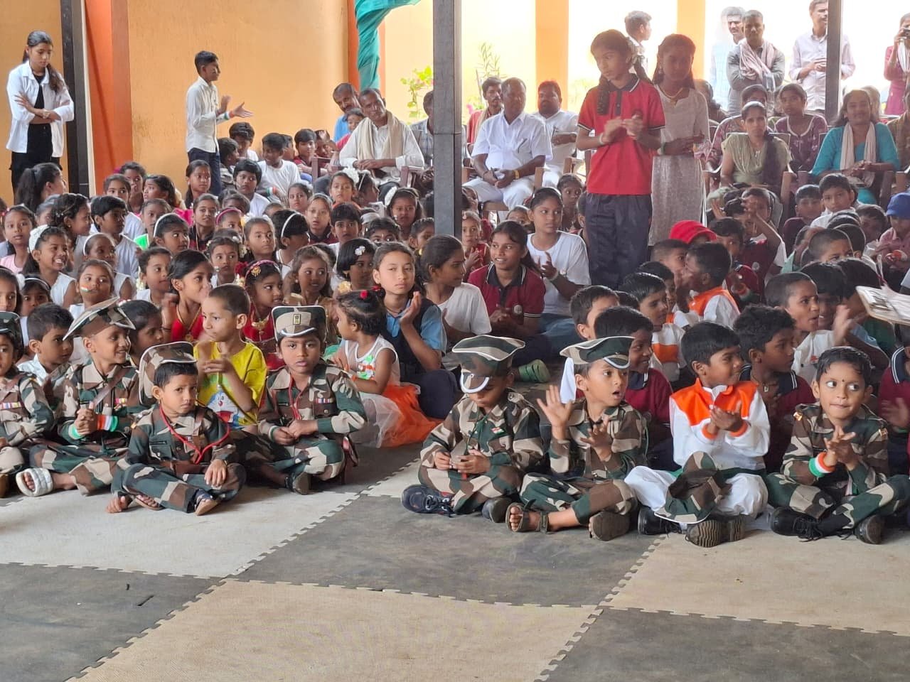 Independence Day celebration at Government Primary School, Shanthipura
