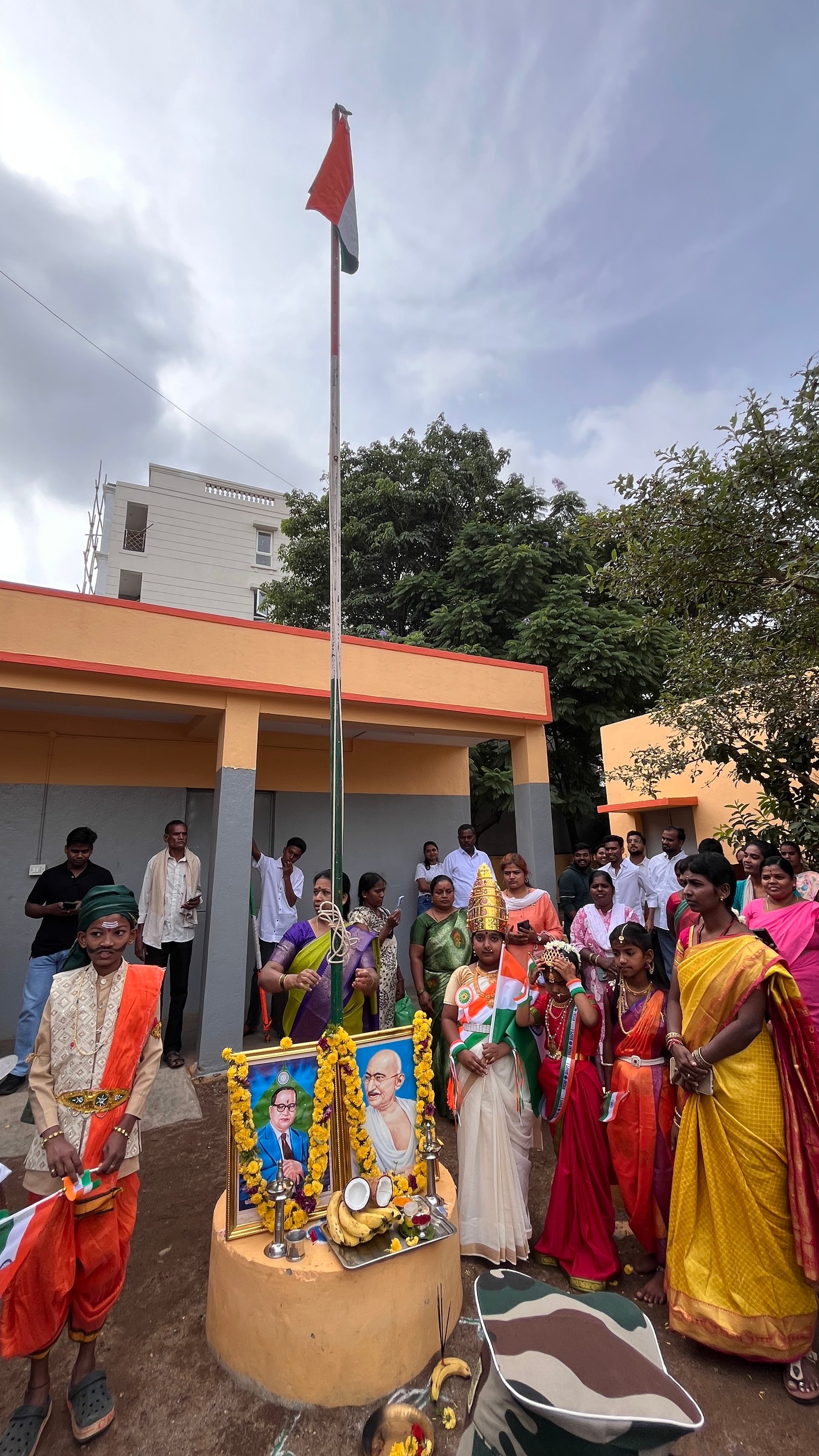Independence Day celebration at Government Primary School, Shanthipura