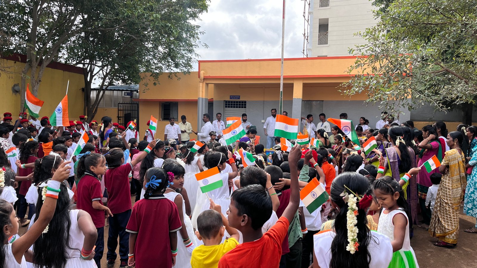 Independence Day celebration at Government Primary School, Shanthipura