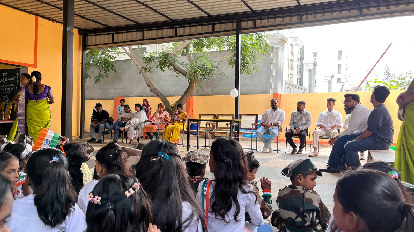 Independence Day celebration at Government Primary School, Shanthipura