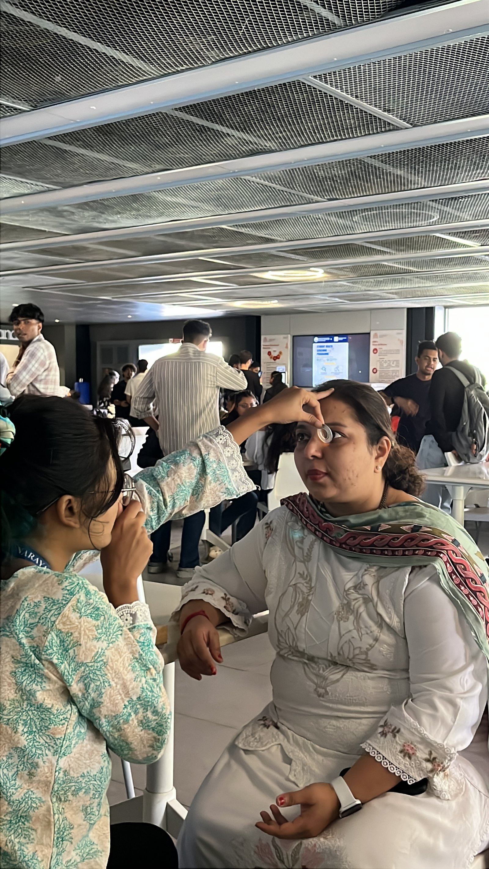 Student health screening programme display at ISBR campus